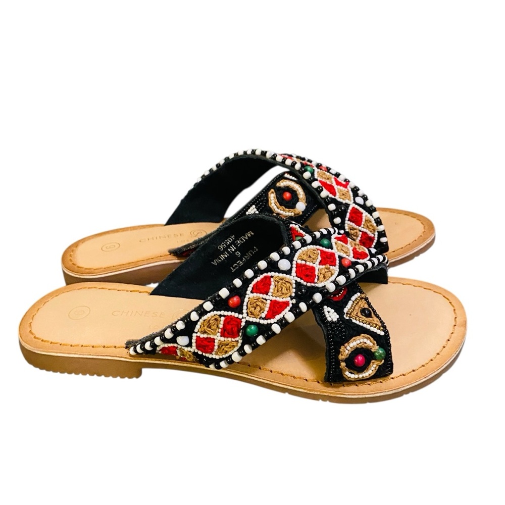 Chinese Laundry Penelope Beaded Boho Slides Size 6 - Picture 2 of 5